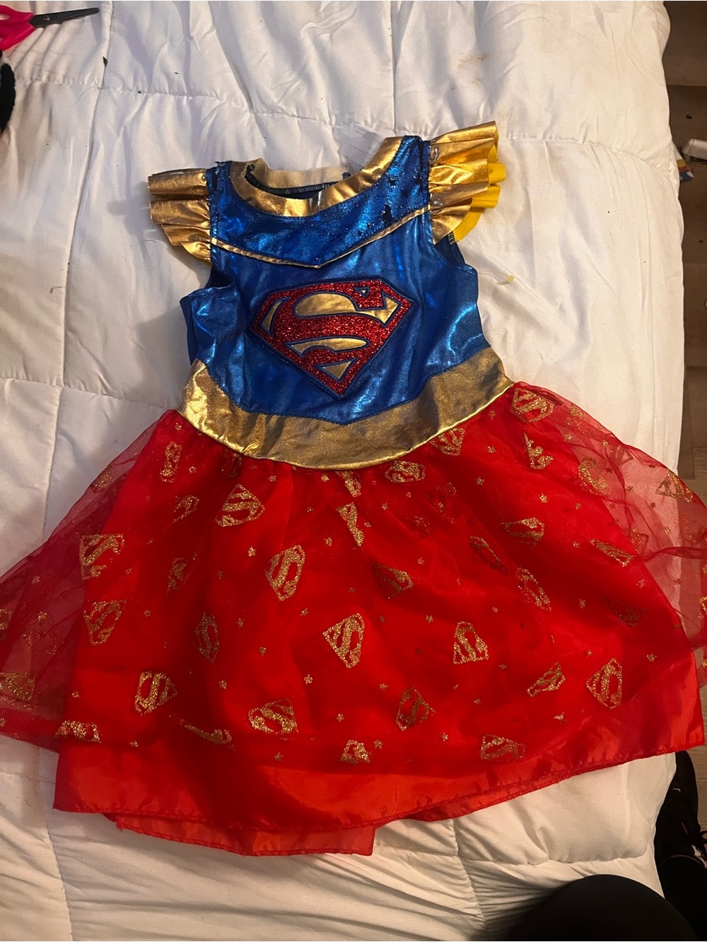 Supergirl-Inspired Blue, Red and Gold Costume Dress 3T
